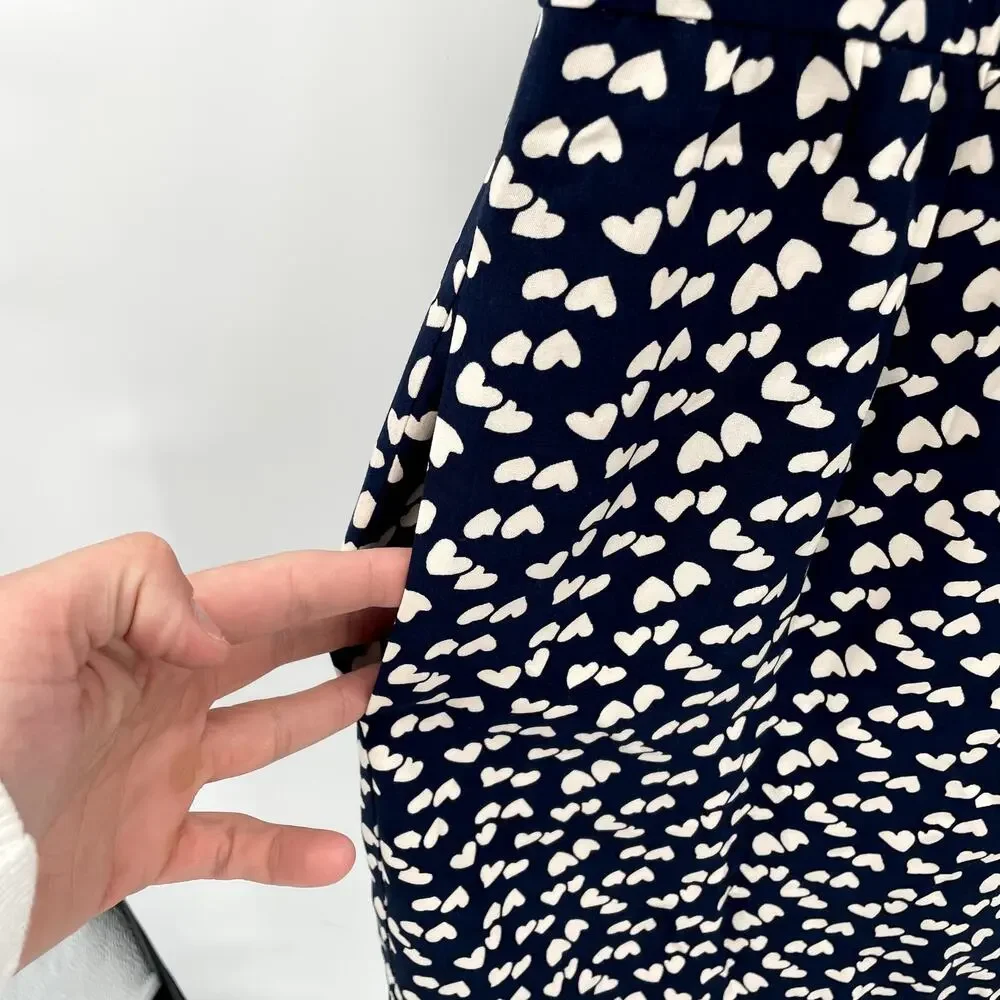 J. Crew NWT Scattered Heart Navy Split Neck Dress // 2